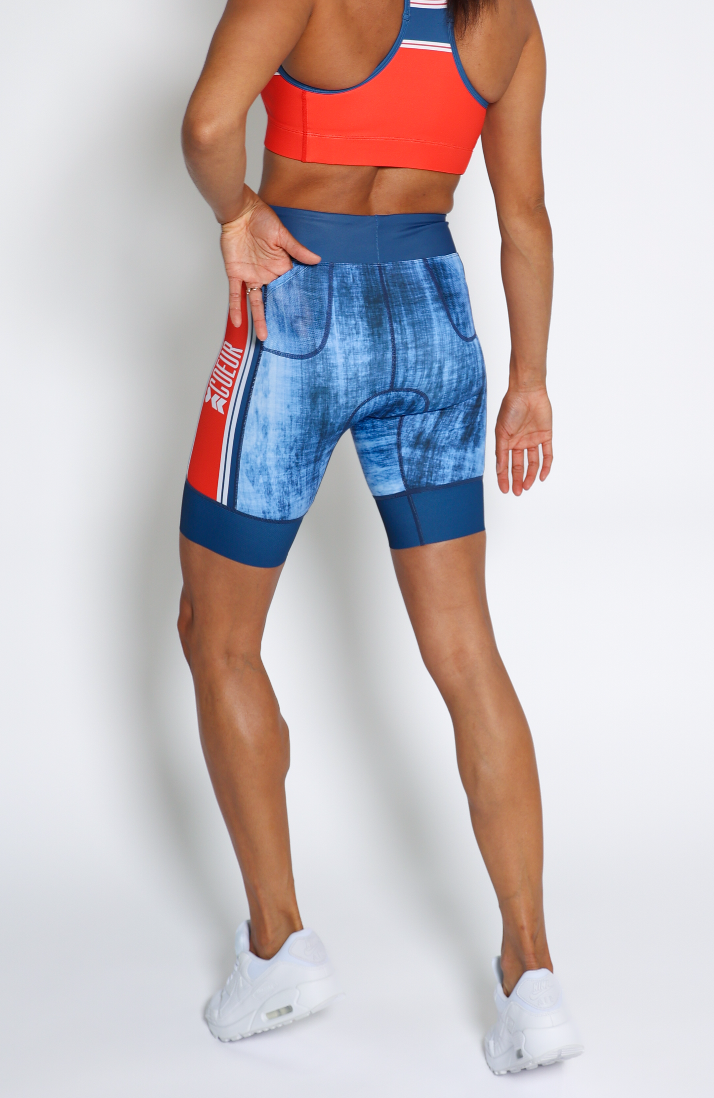 Coeur Sports 8 Inch Powerband Tri Short Denim Women's 8" Triathlon Shorts