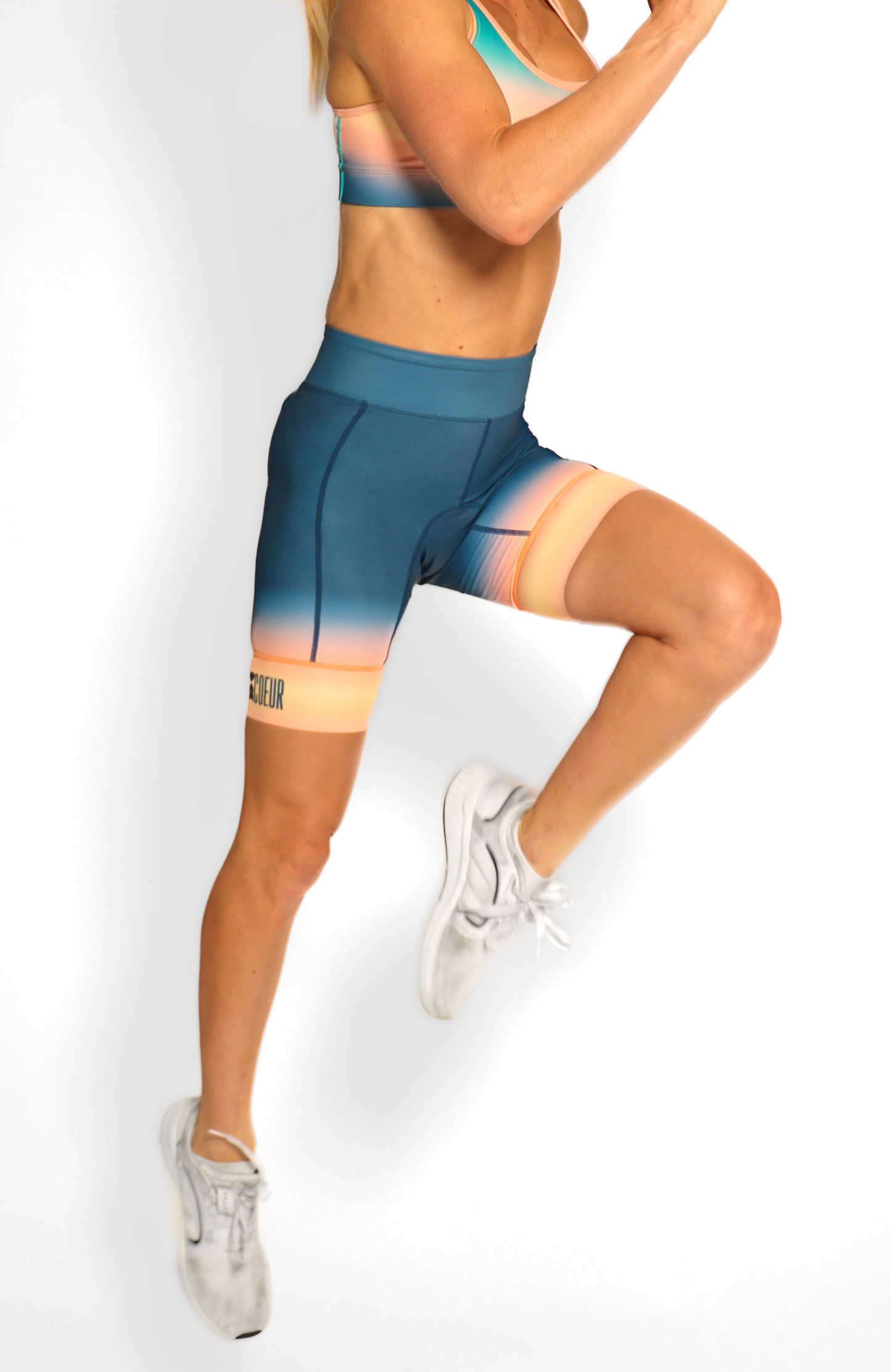 Coeur Sports 8 Inch Powerband Tri Short Solar Flare Women's 8" Triathlon Shorts
