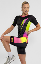 Coeur Sports Aero Tri Top Women's Sleeved Triathlon Aero Top in Voltage