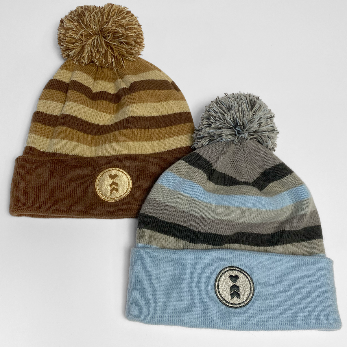 New Custom Designed Tan Pom Pom Beanie with Glitter Brown Star. STAR POMPOM BEANIE main image 3