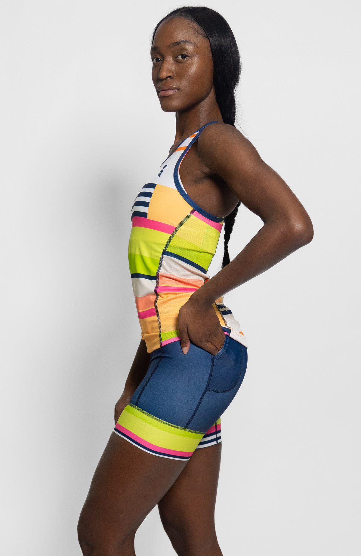 Coeur Sports Braless Tri Tank Braless Triathlon Tank Top in Meridian