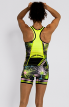 Coeur Sports Braless Tri Tank Braless Triathlon Tank Top in Palm Party