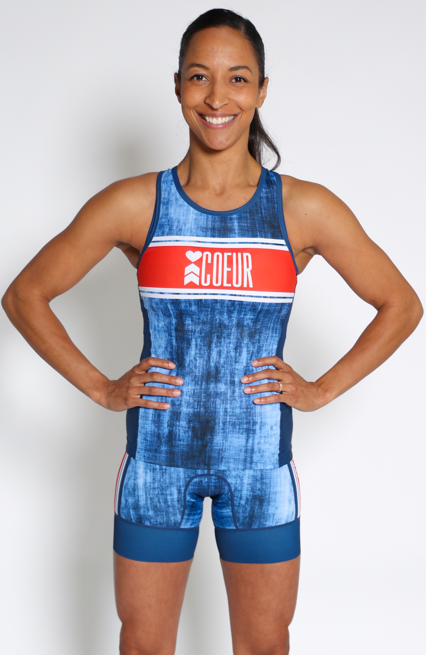 Coeur Sports Braless Tri Tank Denim Women's Braless Triathlon Tank