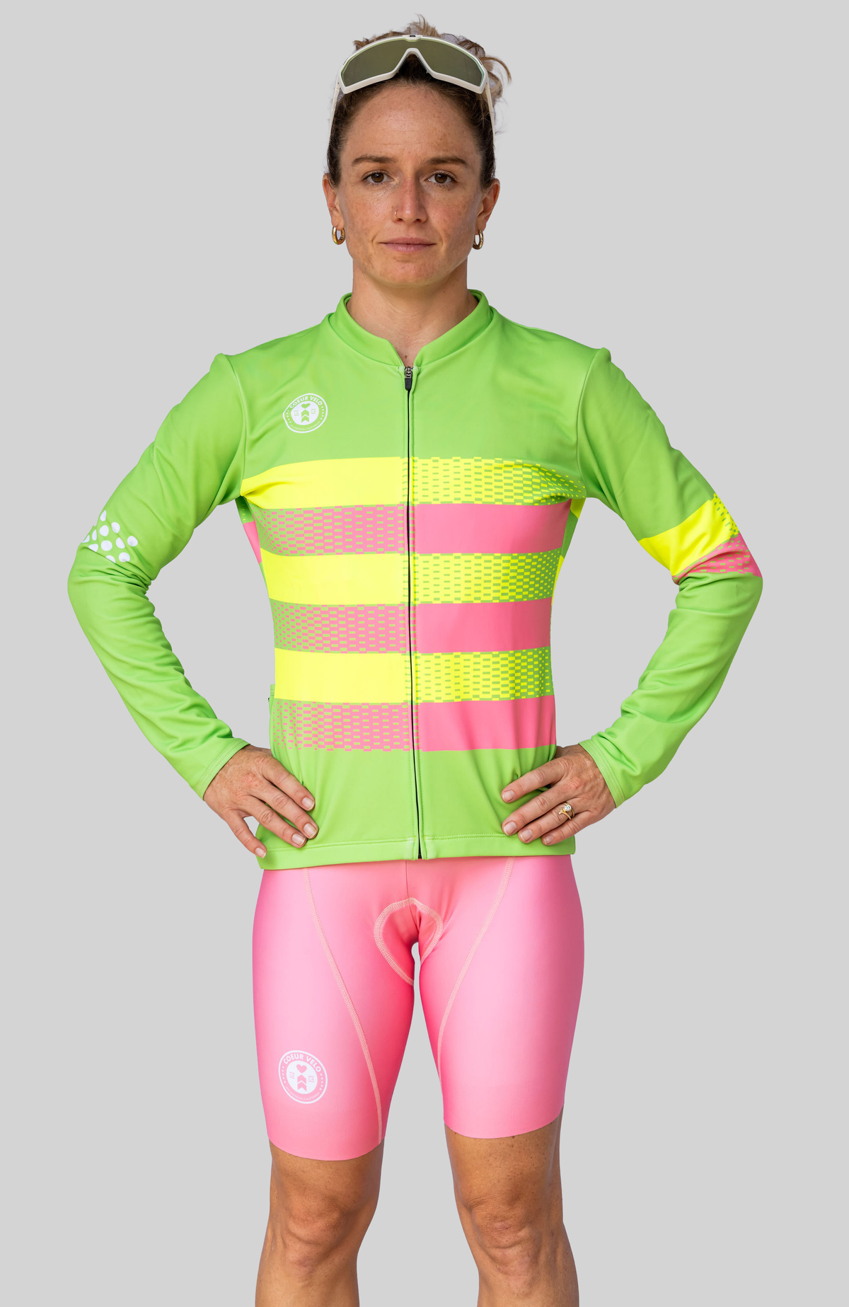 Coeur Sports Long Sleeve Cycling Jersey Thermal Cycling Jersey in Honeysuckle