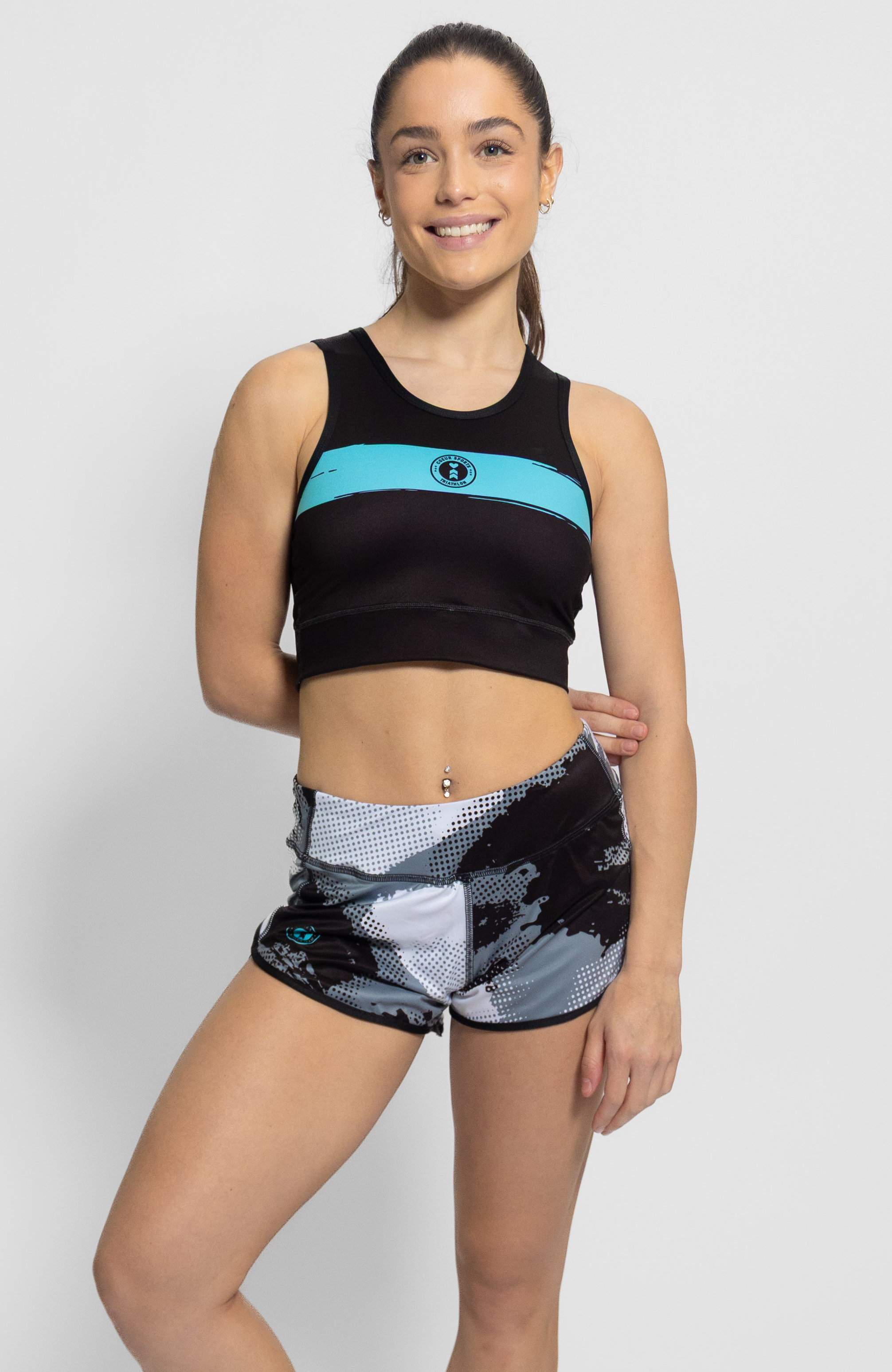 Coeur Sports Run Crop Top Run Tech Crop in Wired