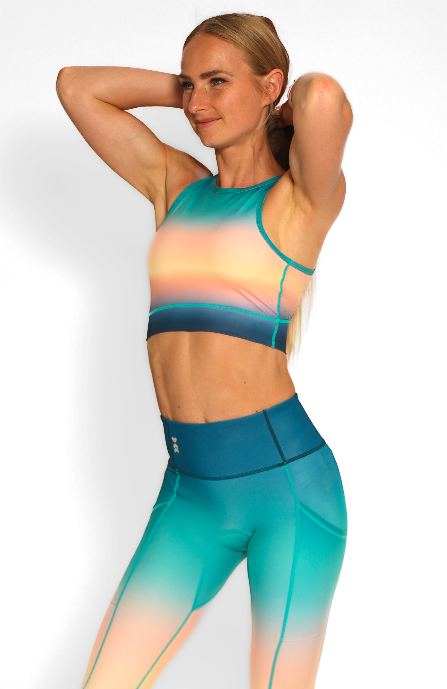 Coeur Sports Run Crop Top Solar Flare Women's Running Tech Crop