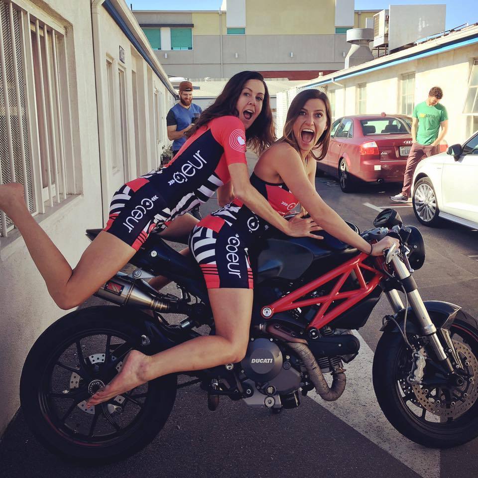 Women on a motorcycle
