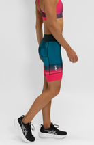 Coeur Sports 8 Inch Powerband Tri Short Women's 8" Triathlon Shorts in Bougainvillea