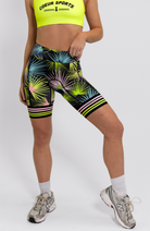 Coeur Sports 8 Inch Powerband Tri Short Women's 8" Triathlon Shorts in Palm Party