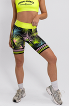 Coeur Sports 8 Inch Powerband Tri Short Women's 8" Triathlon Shorts in Palm Party