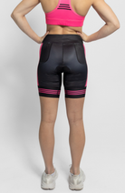 Coeur Sports 8 Inch Powerband Tri Short Women's 8" Triathlon Shorts in Pink Signature