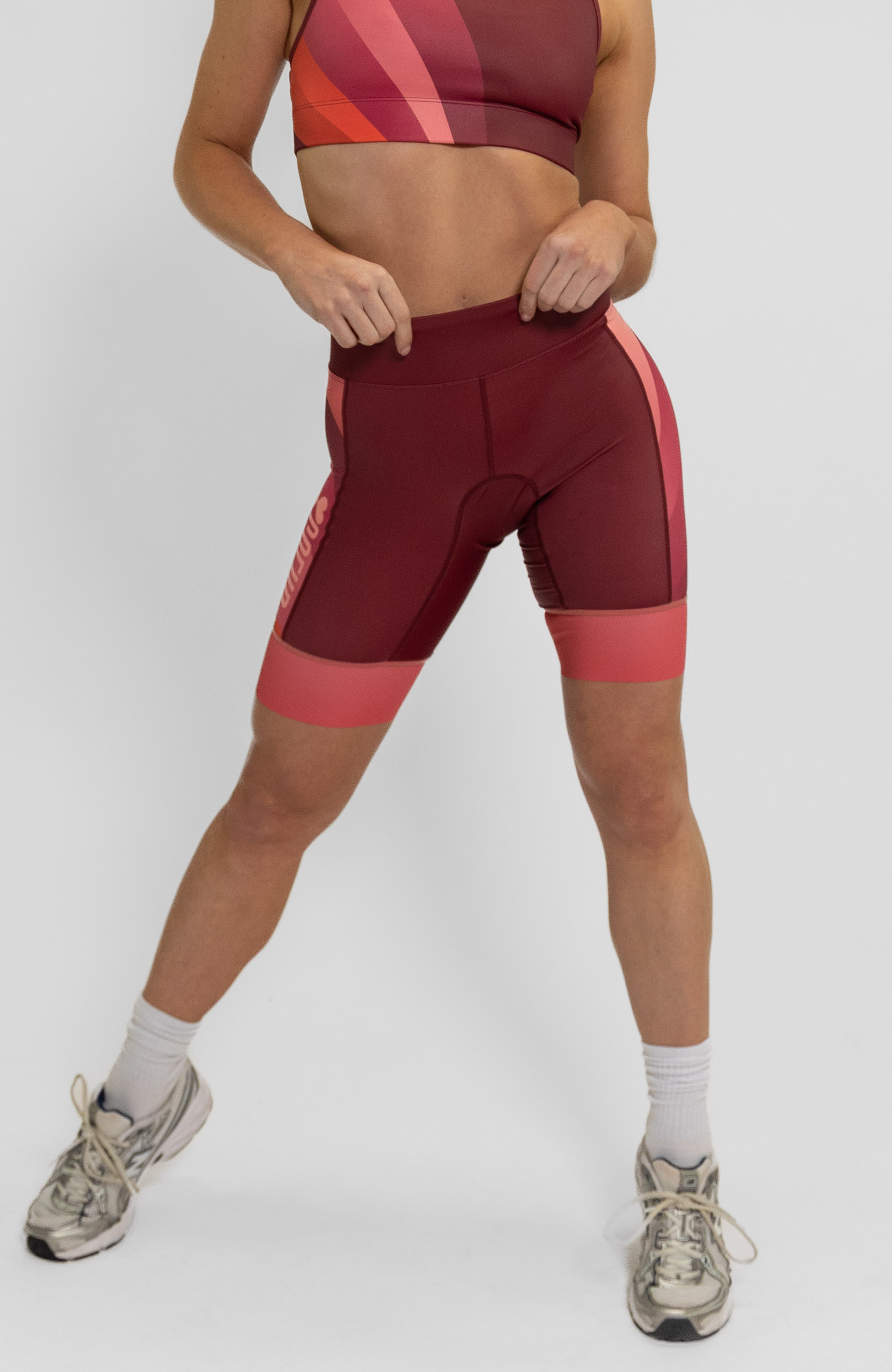 Coeur Sports 8 Inch Powerband Tri Short Women's 8" Triathlon Shorts in Sunburst