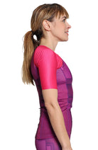 Coeur Sports Aero Tri Top Deep Purple Women's Sleeved NO ZIP Triathlon Aero Top