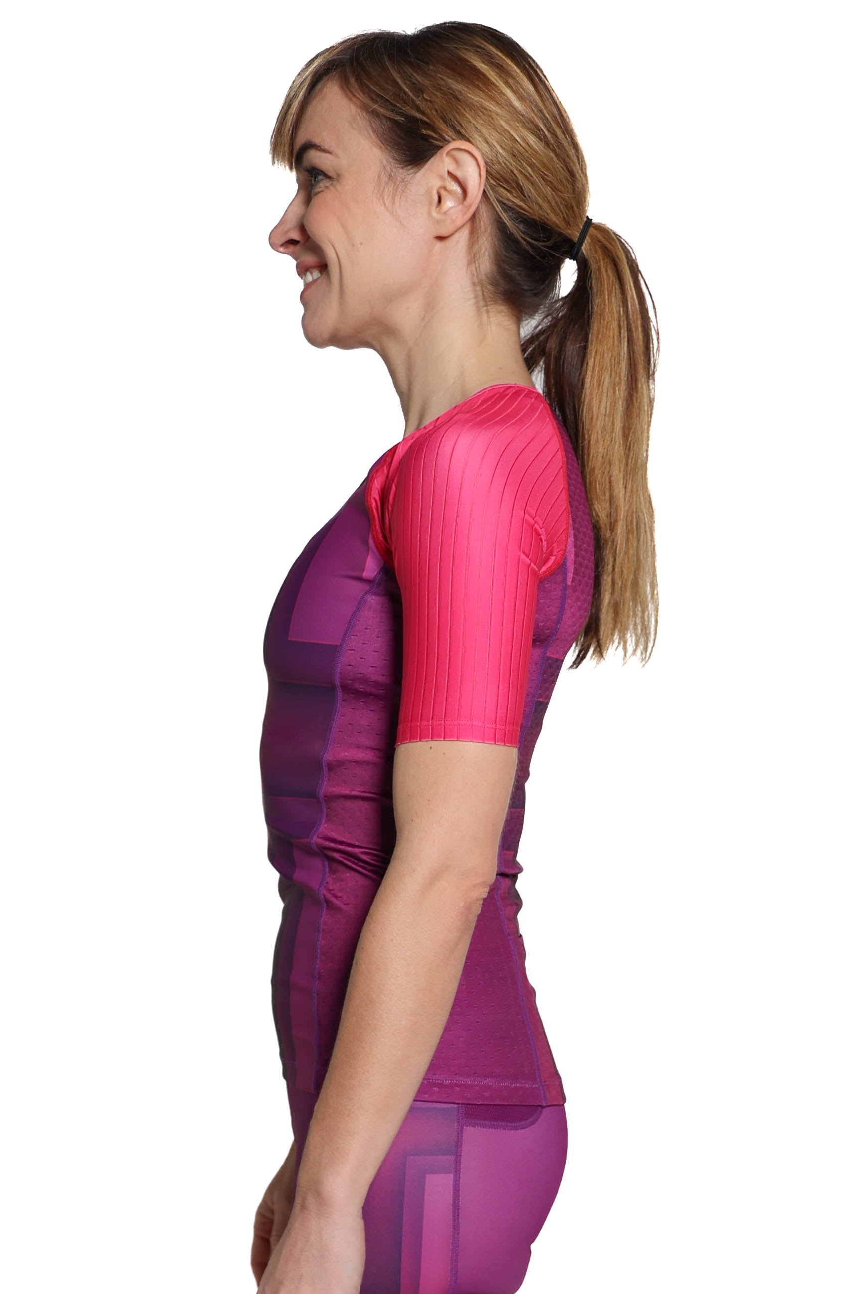 Coeur Sports Aero Tri Top Deep Purple Women's Sleeved NO ZIP Triathlon Aero Top