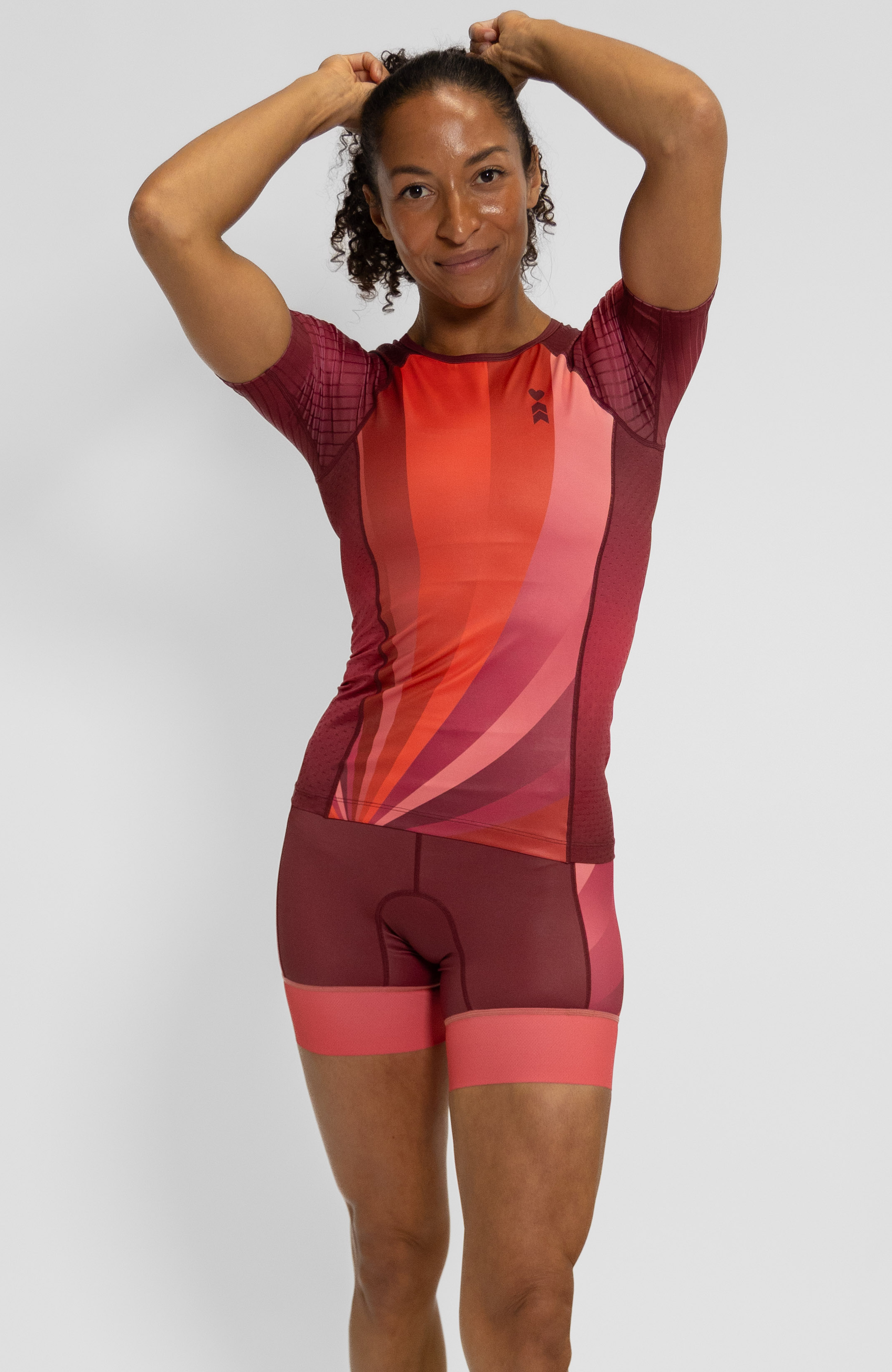 Coeur Sports Aero Tri Top Women's Sleeved Aero Top in Sunburst
