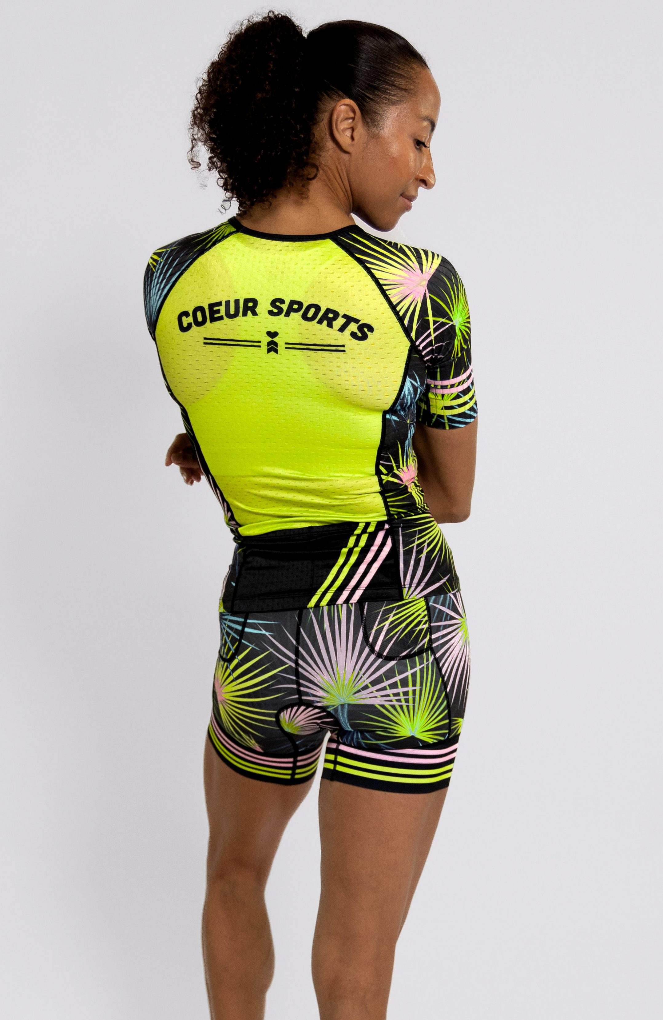 Coeur Sports Aero Tri Top Women's Sleeved Triathlon Aero Top in Palm Party