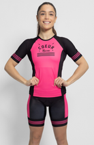 Coeur Sports Aero Tri Top Women's Sleeved Triathlon Aero Top in Pink Signature