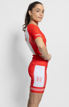Coeur Sports Aero Tri Top Women's Sleeved Triathlon Aero Top in Red Signature