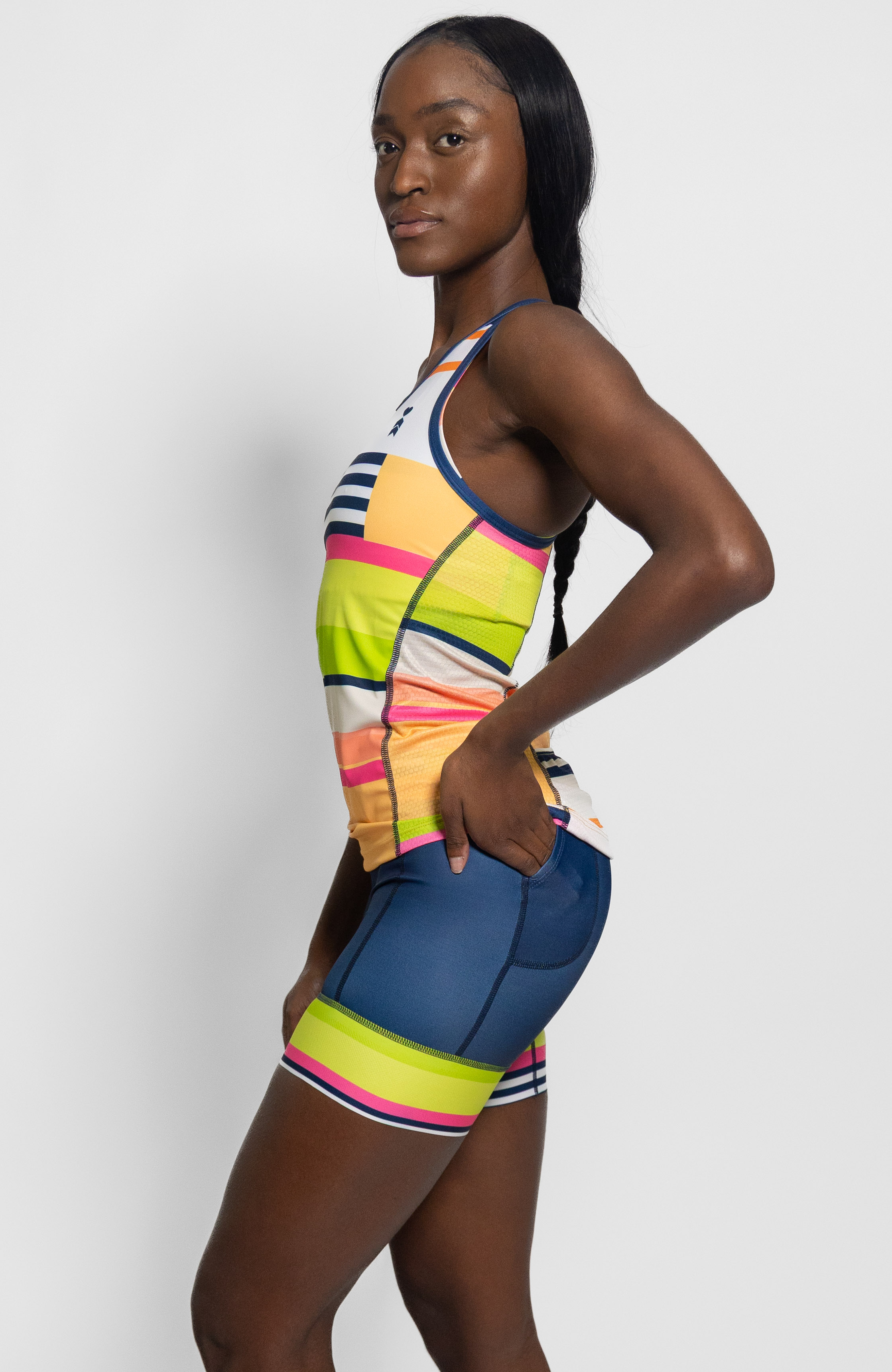 Coeur Sports Braless Tri Tank Braless Triathlon Tank Top in Meridian