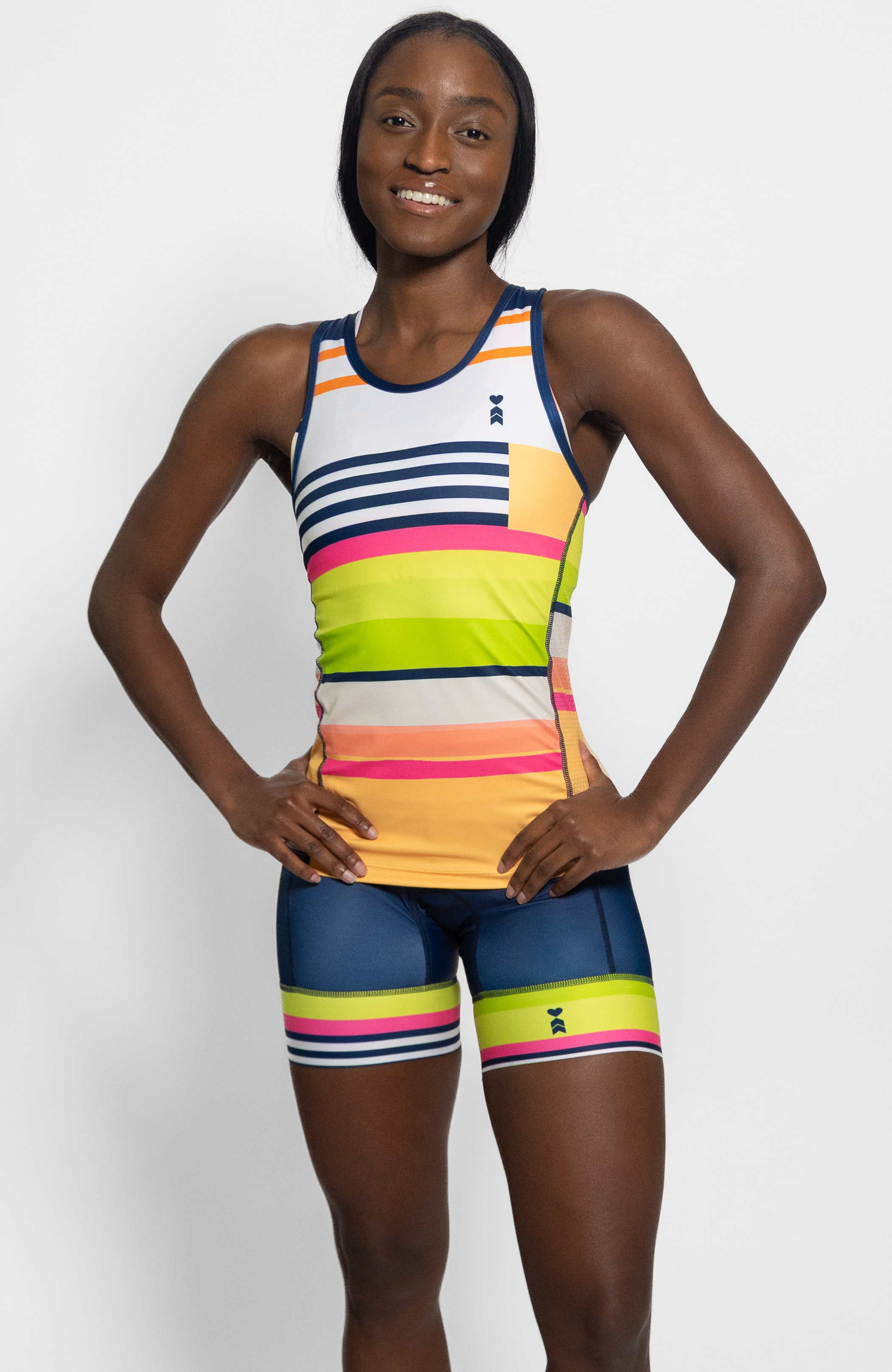 Coeur Sports Braless Tri Tank Braless Triathlon Tank Top in Meridian