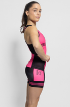Coeur Sports Braless Tri Tank Braless Triathlon Tank Top in Pink Signature