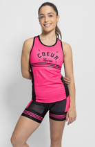 Coeur Sports Braless Tri Tank Braless Triathlon Tank Top in Pink Signature