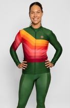 Coeur Sports Long Sleeve Cycling Jersey Forest Thermal Jersey