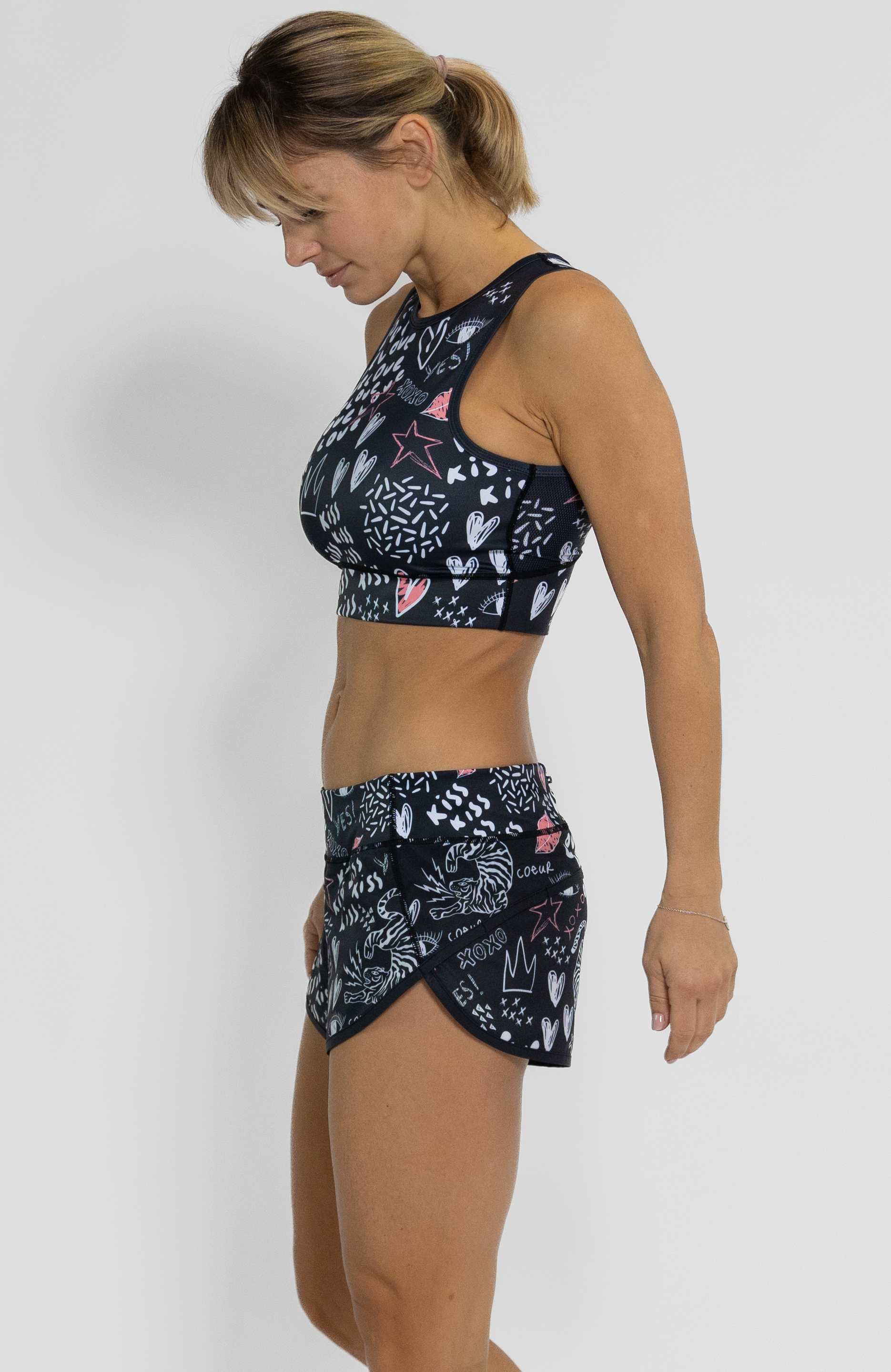 Coeur Sports Run Crop Top Love Bomb Women's Running Tech Crop