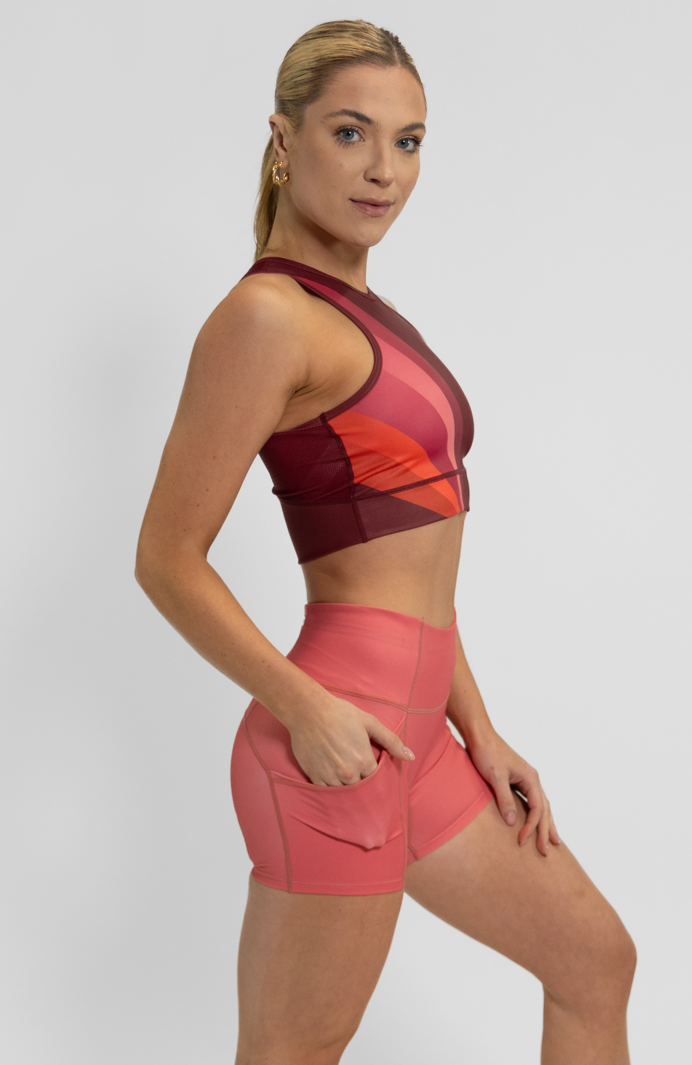 Coeur Sports Run Crop Top Running Tech Crop in Sunburst