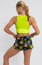 Coeur Sports Run Crop Top Women's Running Tech Crop in Palm Party