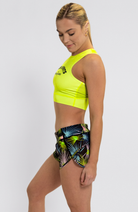 Coeur Sports Run Crop Top Women's Running Tech Crop in Palm Party