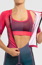 Coeur Sports Sleeved Tri Suit Sleeved Women's Trisuit in Bougainvillea