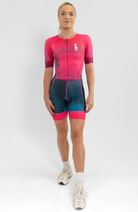 Coeur Sports Sleeved Tri Suit Sleeved Women's Trisuit in Bougainvillea