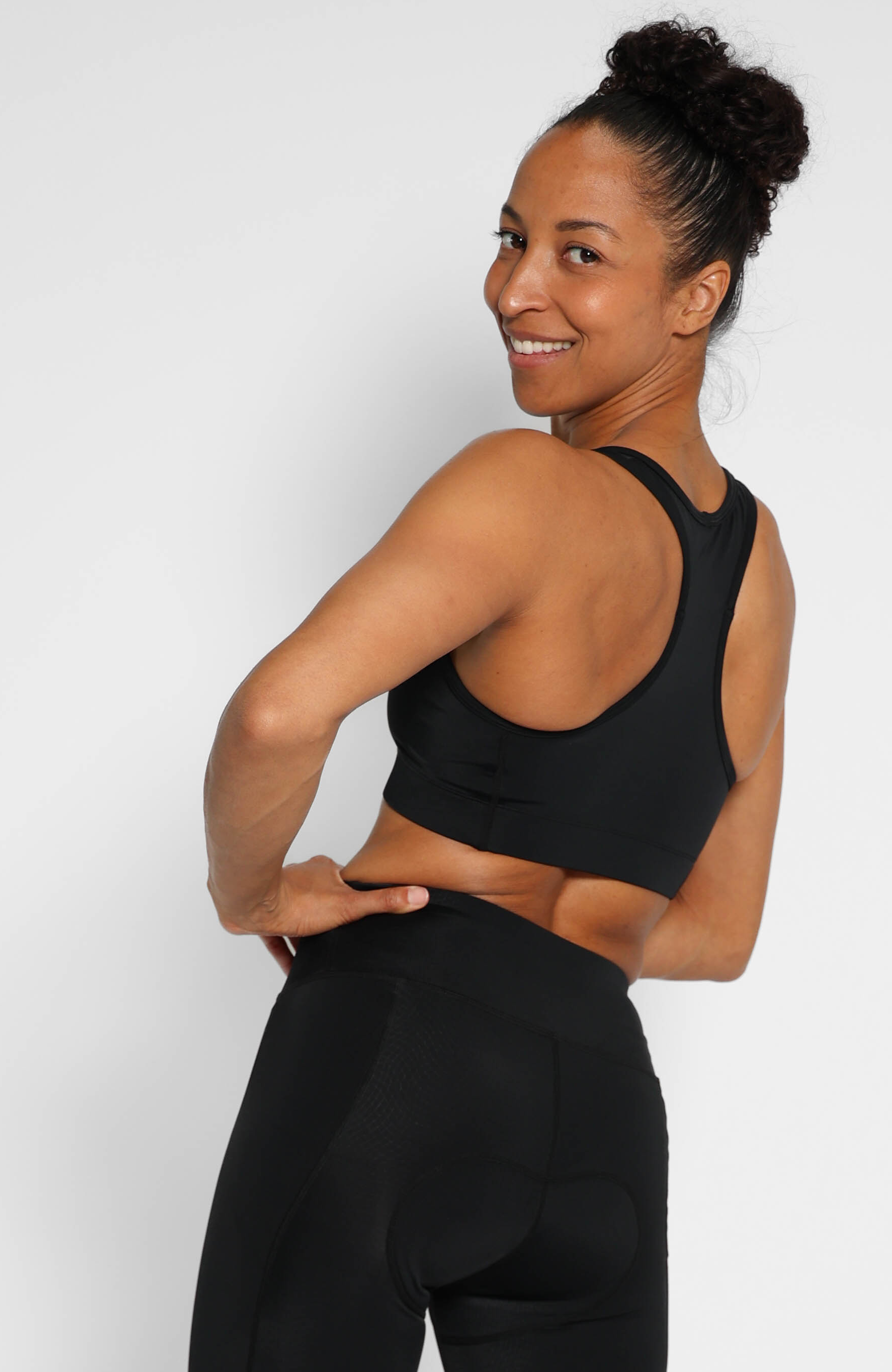 Black sports bra and shorts hotsell