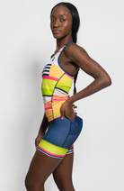 Coeur Sports Tri Tank Triathlon Tank Top with Shelf Bra in Meridian