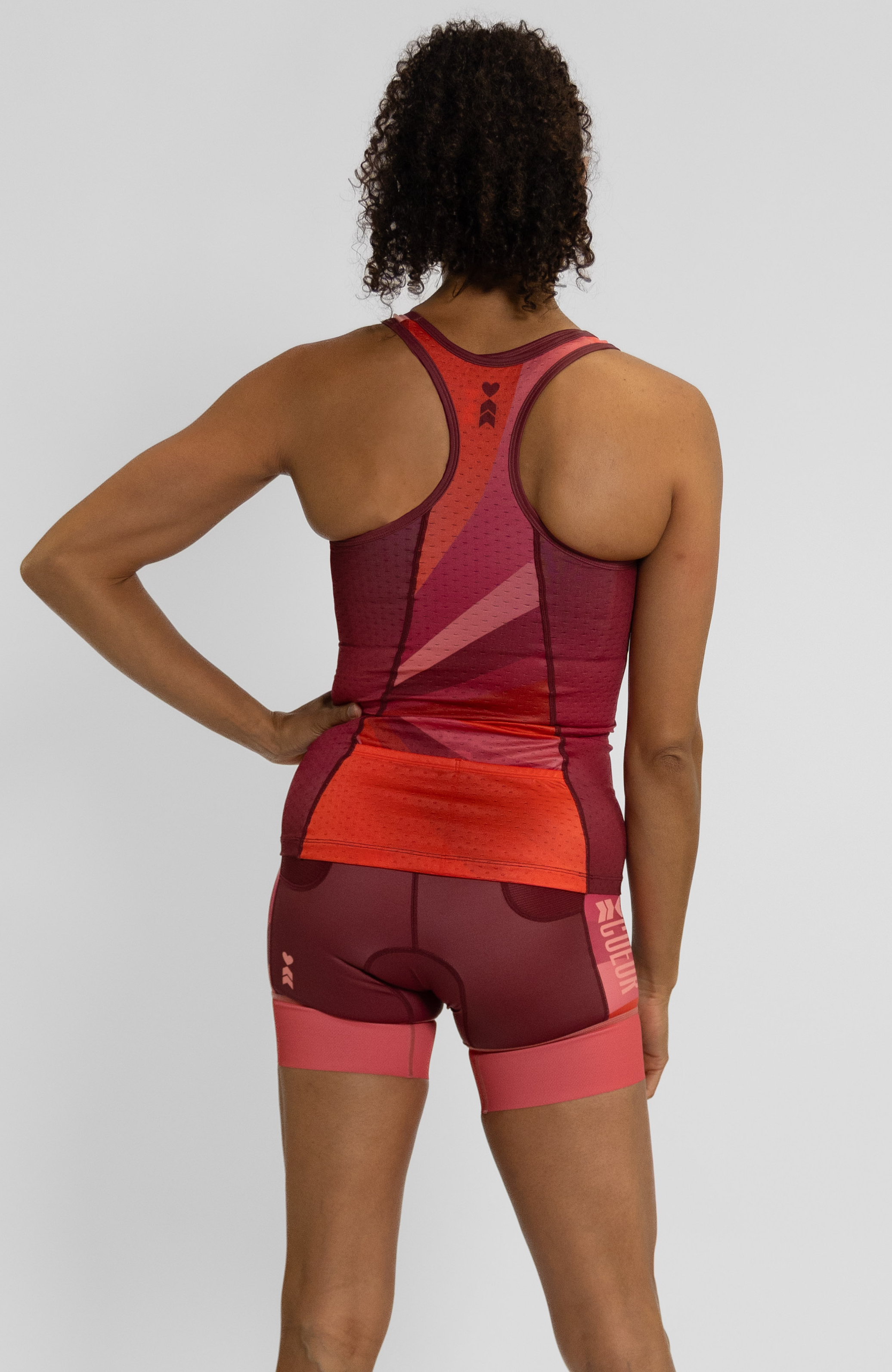 Coeur Sports Tri Tank Triathlon Tank Top with Shelf Bra in Sunburst