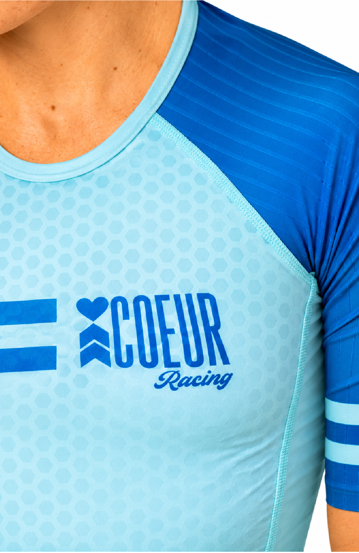 Coeur Sports Zele sleeved tri suit Zele Sleeved Aero Top in Blue