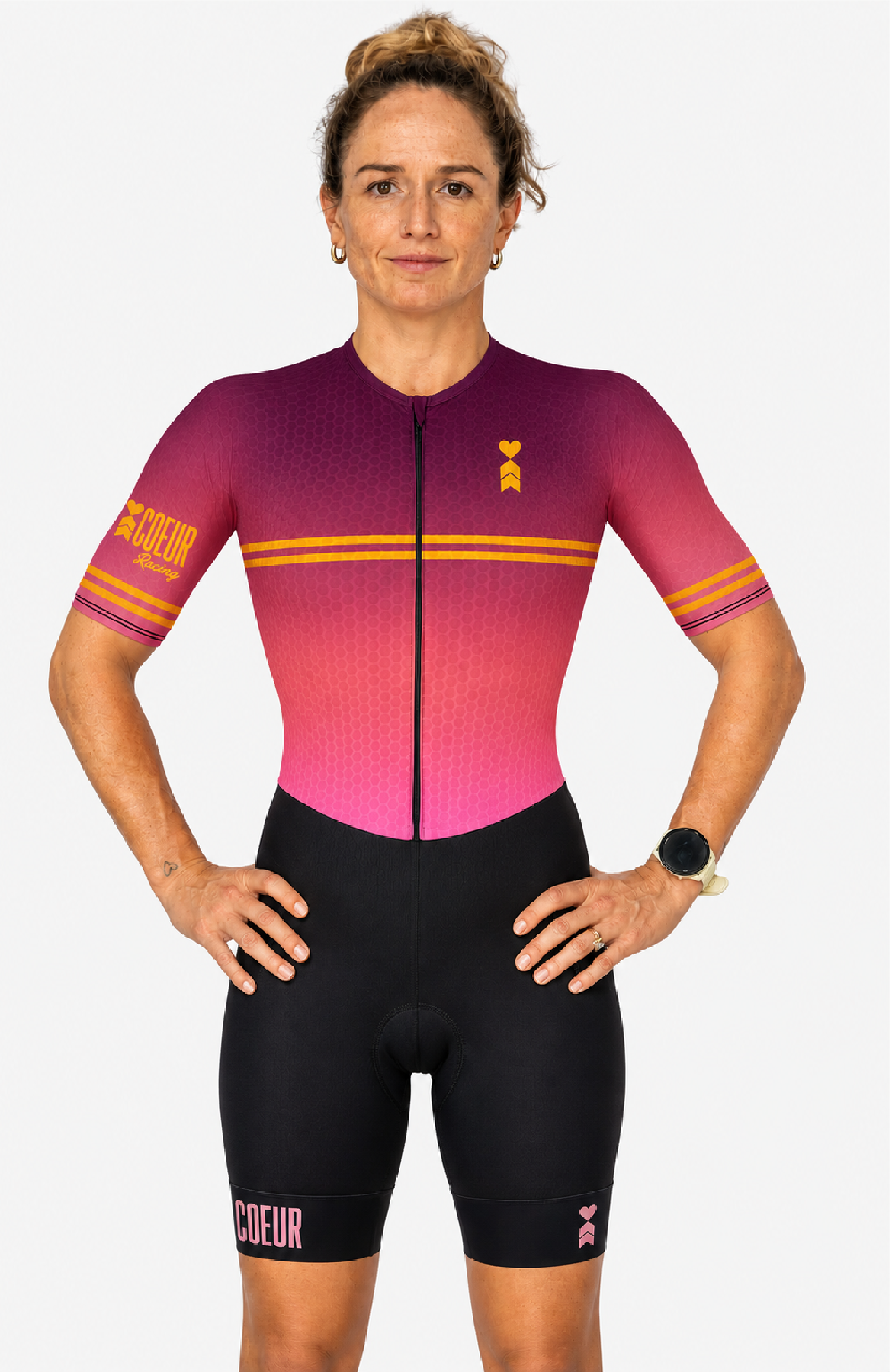 Coeur Sports Zele sleeved tri suit Zele Sleeved Triathlon Speedsuit in Glow Up