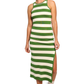 Nuzzle Clothing Striped Dress Green/Cream Striped Dress
